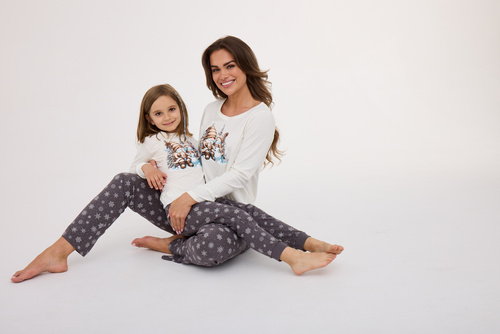 855/428 Friends Piżama damska Cornette ecru– bawełna, długi rękaw | Stylowa i wygodna