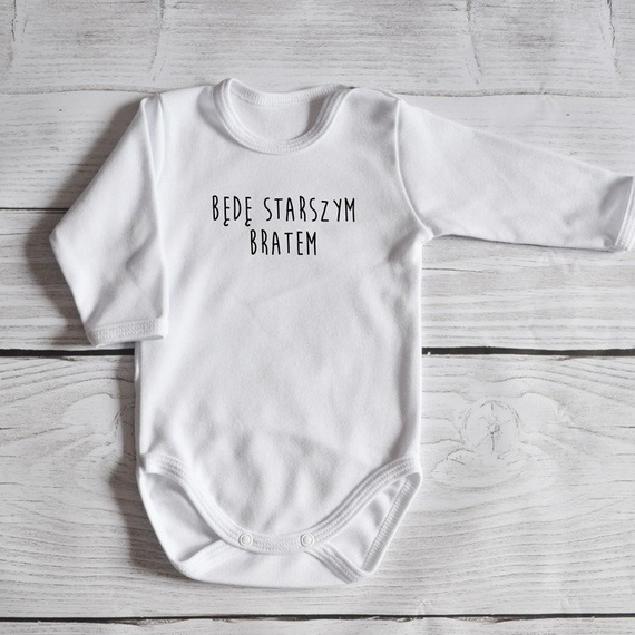 Body długi rękaw "Będę starszym bratem" Moocha białe