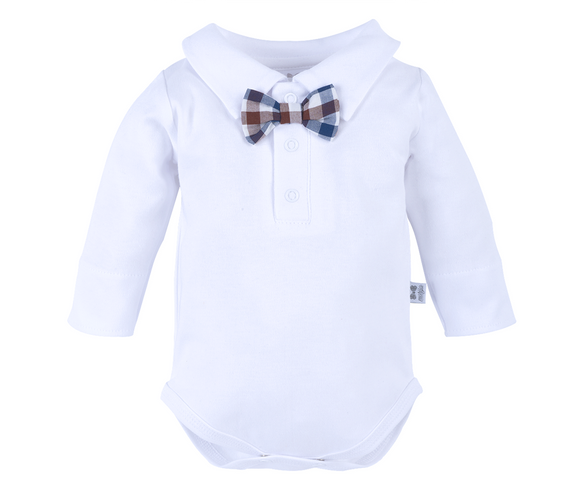 041PDR Little Gentleman Body z muszką Marija - biały