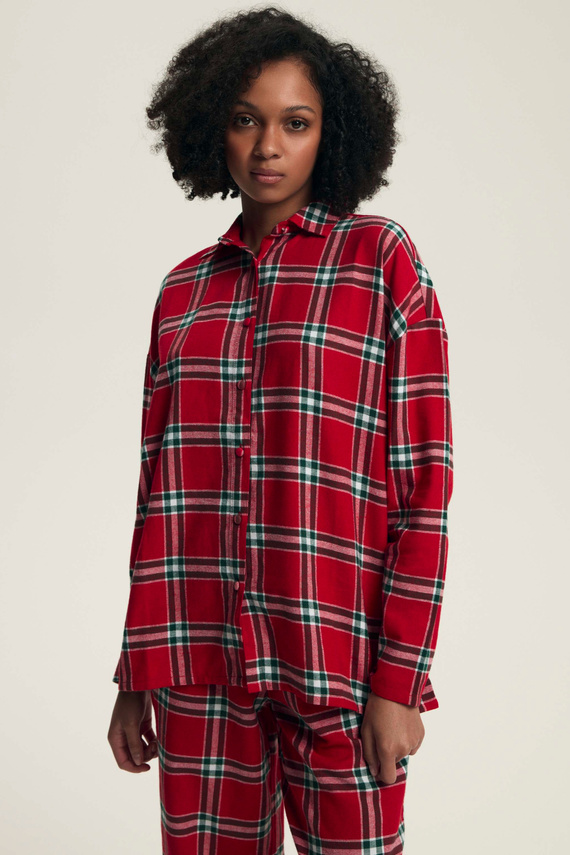 43716 Dalisa Piżama damska Henderson– flanelowa krata, ciepła 100% bawełna