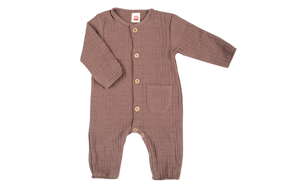 02252BSC "Bamboo Muslin Choco" Pajac muślinowy Makoma