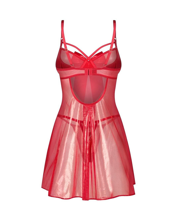 Obsessive Gifty Red Babydoll Czerwona Koszulka Damska z Fiszbinami + Stringi
