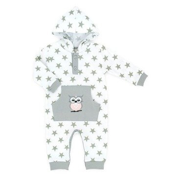 Pajac niemowlęcy z kapturem "OWL" Makoma szary