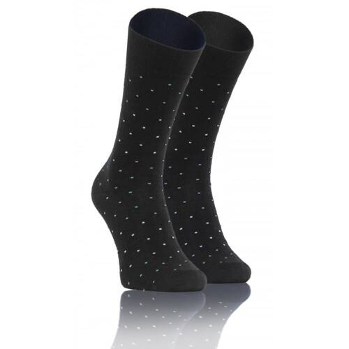 Classic Skarpety męskie garniturowe Sesto Senso wzór kropki grafitowy