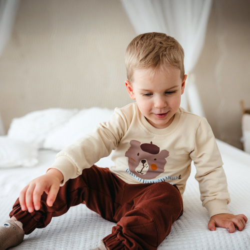 Beary Cool Bluza dresowa Eevi – jasny beż, bawełna, nadruk misia