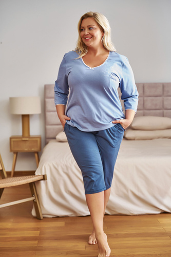 7262 Piżama Damska Plus Size Doctor Nap - sky blue