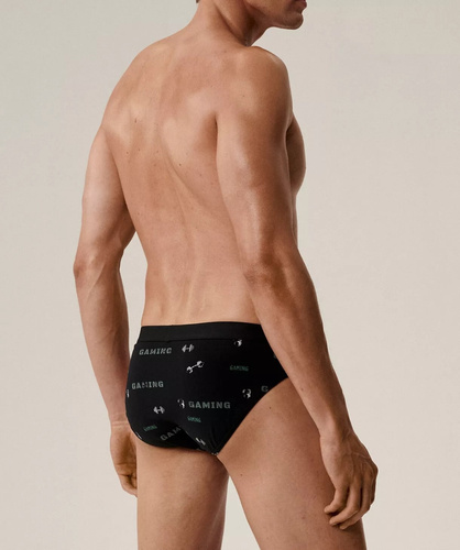 Slipy męskie Atlantic 3MP-206/25 	czarny khaki– bawełna, 3-pak, klasyczny krój