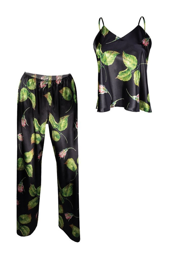 DK-KI Flowers Komplet Damski Piżama DKaren - 8 czarny