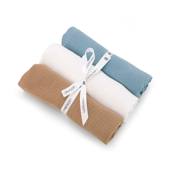 Jeans Bawełniane pieluszki muślinowe 3 szt. Makaszka | 100% bawełna, delikatne dla niemowląt