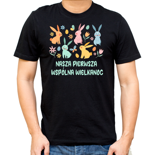 "Nasza pierwsza wspólna Wielkanoc" koszulka męska Moocha czarny