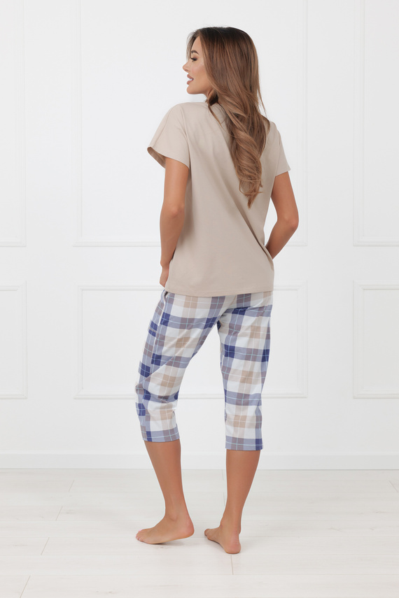 Piżama damska Rima Italian Fashion bawełna 100% krótki rękaw 3/4-beżowa