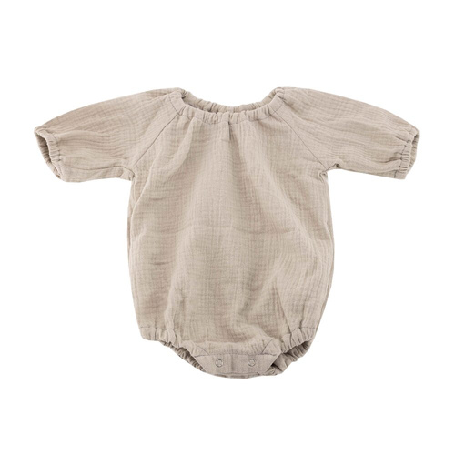 Beżowe Body niemowlęce muślinowe długi rękaw Makaszka – 100% bawełna