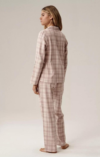 NLP-505 Piżama damska Atlantic lawendowy–  flanelowa, rozpinana, w kratkę, bawełna