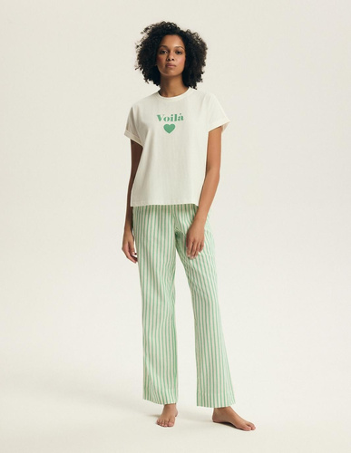 Piżama damska Henderson Darlan 43707 – bawełna, długie spodnie, print-green