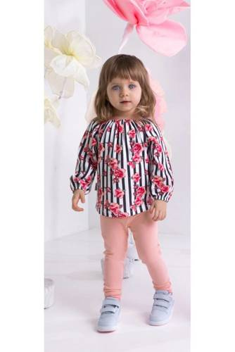 184139 Bluzka z długim rękawem "Nana" Nicol - kwiaty/paski