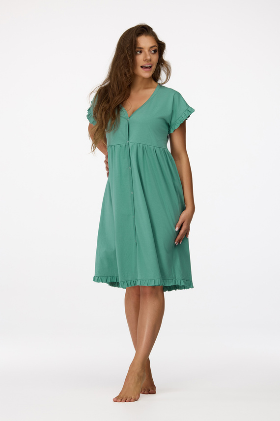 no. 23 Koszula nocna ciążowa Senizo zielony– bawełna 100%, krótki rękaw, napy do karmienia