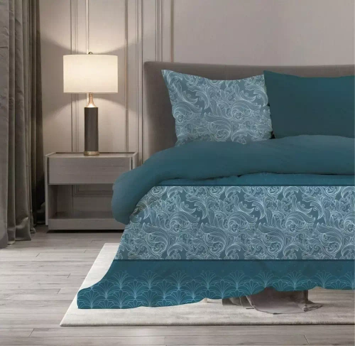 Elegant 012 Pościel satynowa ornamenty Faro turkusowy