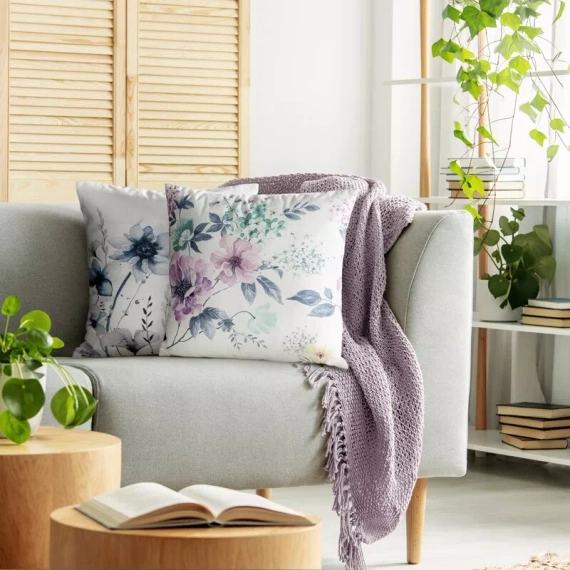 Poszewka 45x45 Mink 32 Eurofirany welur kwiaty dekoracyjna