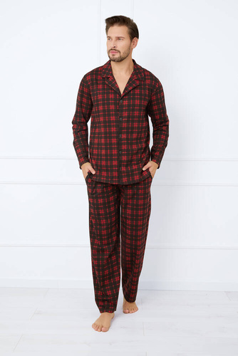 Nicolas Piżama Męska długi rękaw, długie spodnie Italian Fashion - druk 