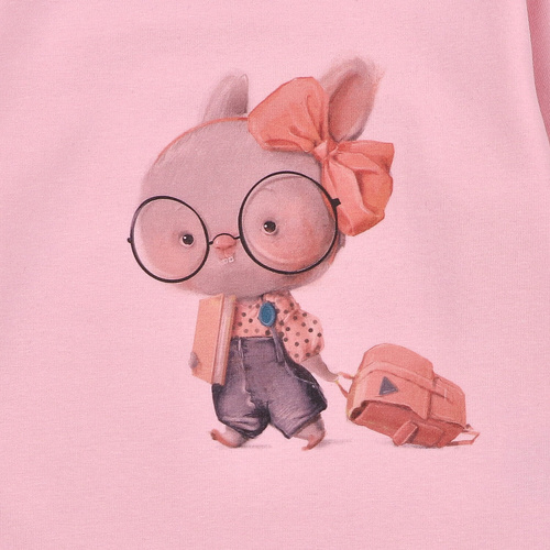 KAR-3011 Bluzka dziewczęca z długim rękawem Lagarto Verde różowa– stylowa, bawełniana, polska produkcja