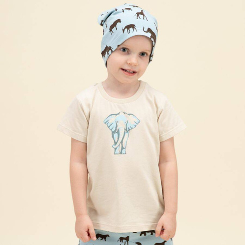 Safari T-shirt z nadrukiem Pinokio - beżowy słoń