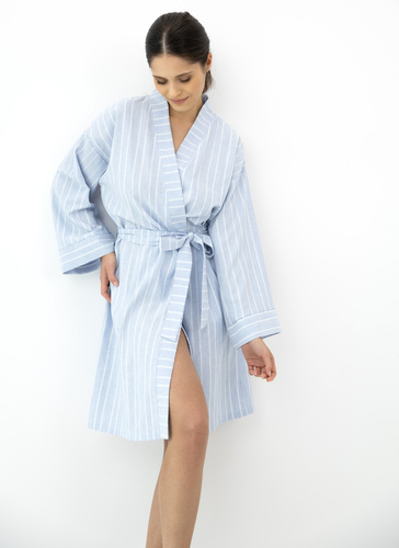 Asteria Sensis bawełniany szlafrok kimono niebieski w paski