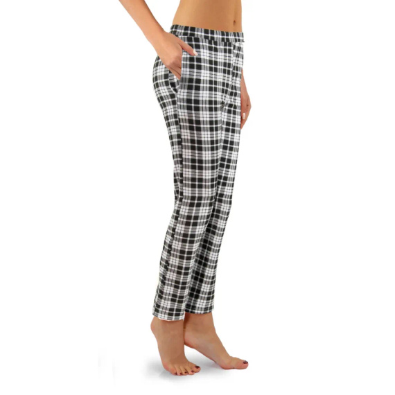2585/02 Spodnie piżamowe Sesto Senzo krata czarny/biały