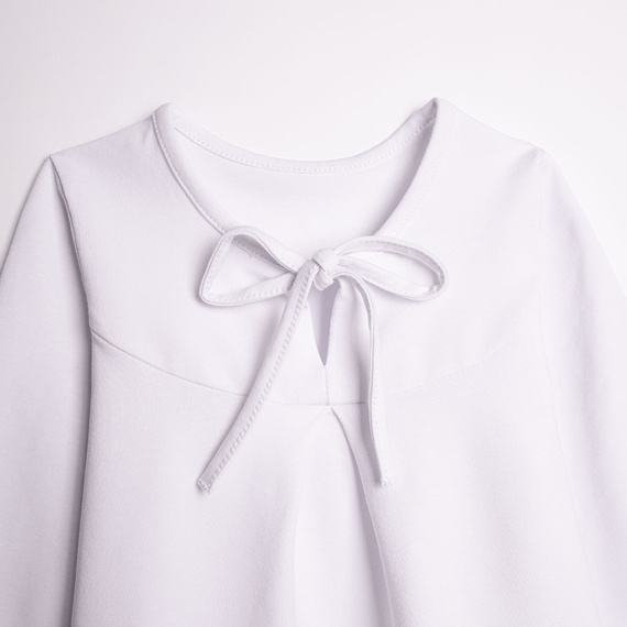 Bluzka dziewczęca Nicol 220139 bawełna dł. rękaw elegancka kokarda biała