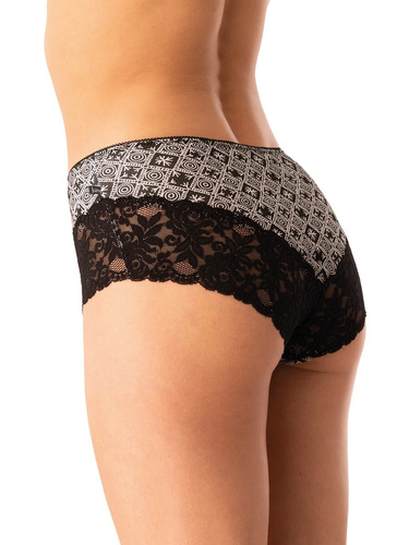 Figi damskie bawełniane Key LPB 731 czarny beżowy – zestaw 2 sztuki w pudełku, klasyczny krój