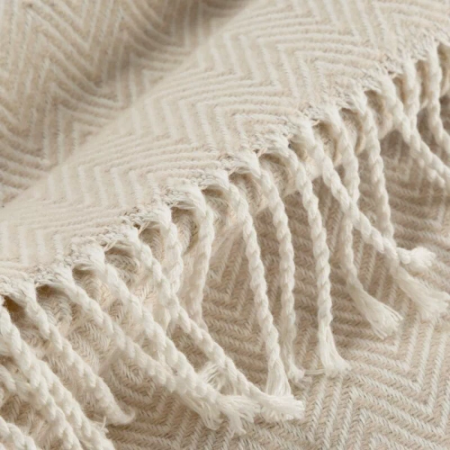 Pled 7 Koc narzuta z frędzlami Eurofirany beżowy