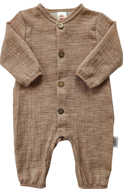 Pajac muślinowy Just Muslin 02235BSL Makoma latte– lekki, oddychający, 100% bawełna