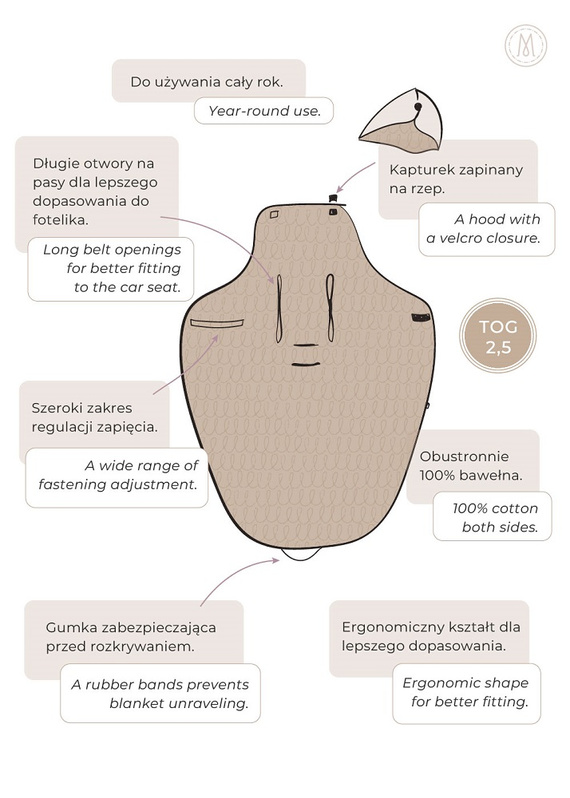 Kocyk do fotelika cotton  Pastel Gelato Makaszka 