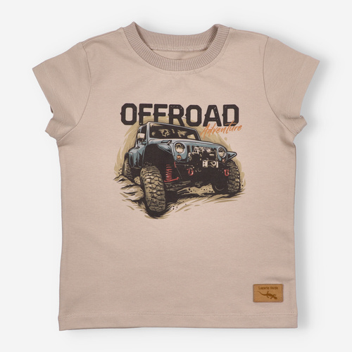 KAR-2003/BEZ T-shirt dla chłopca Lagarto Verde beżowy