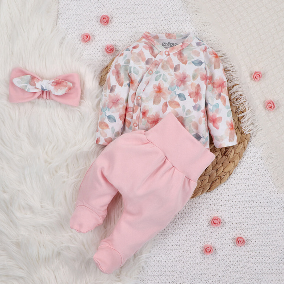 ABN-5411 Kolorowe Kwiatki Body kopertowe z długim rękawem Nini 