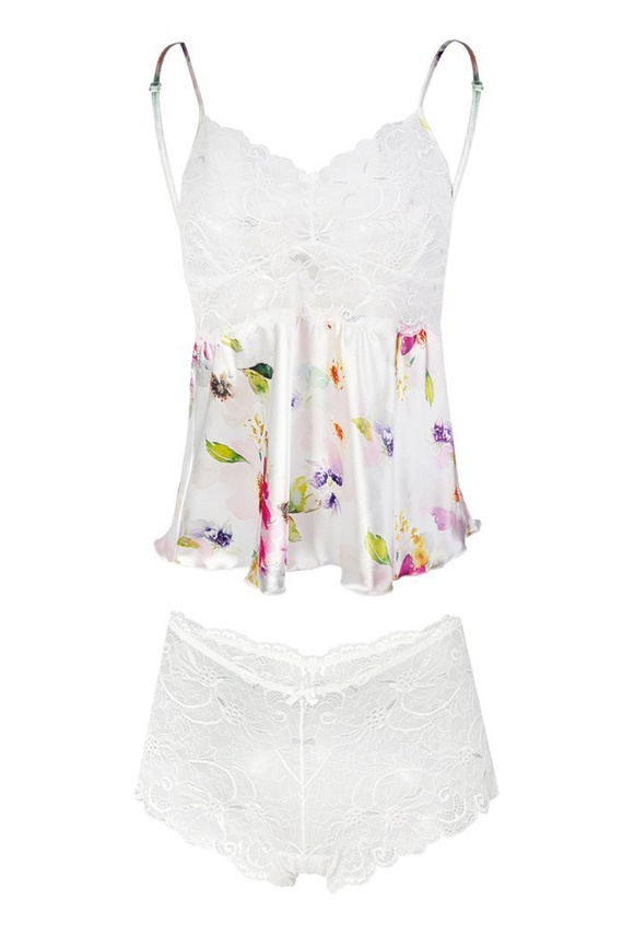 Flowers Komplet piżama damska DKaren DK-KA 001 granatowy