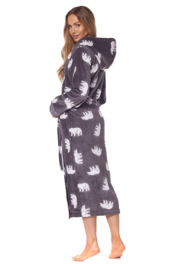 2126 Winter Długi Szlafrok Damski L&L - grafit