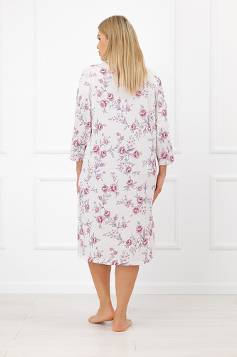 Koszula Nocna Italian Fashion Mariella 100% Bawełna 3/4 Rękaw Kwiaty