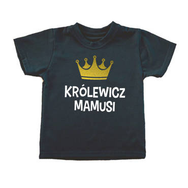 "KRÓLEWICZ MAMUSI" Koszulka dziecięca krótki rękaw Moocha czarny