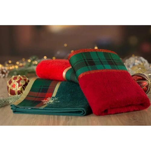 Cherry 01 ręcznik świąteczny w kratkę Eurofirany bordowy