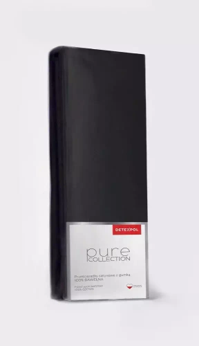 Pure prześcieradło satynowe z gumką jednobarwne Detexpol czarny