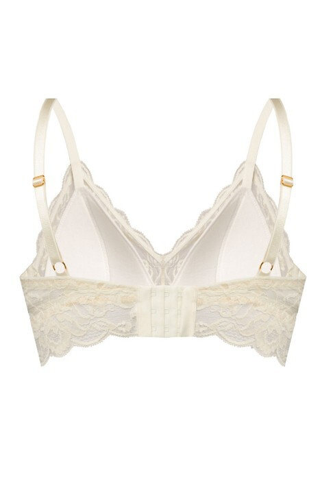 Kaja 02 Biustonosz soft bez fiszbin Mefemi piaskowy – koronkowy, miękki, komfortowy, z ozdobną kokardką