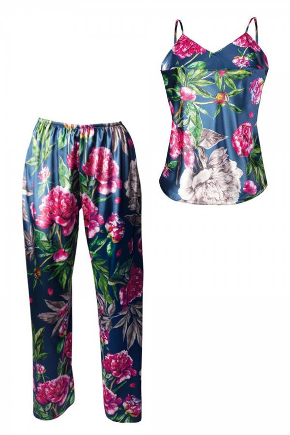 DK-KI Flowers Komplet Damski Piżama DKaren - 1 granatowy