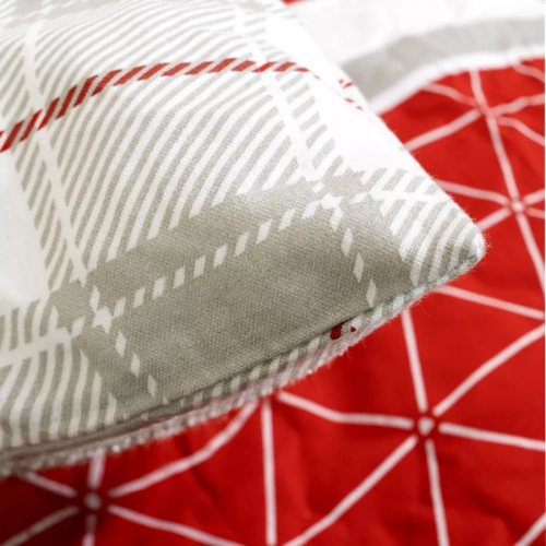 Pościel flanelowa Flanelove 31520/2 bawełna 160 g/m² szaro-czerwona kratka