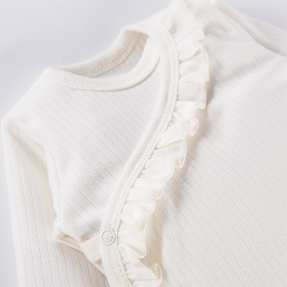 Ceremony Body rozpinane z długim rękawem prążkowane Eevi - ecru