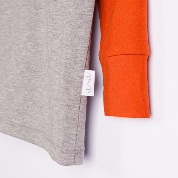 228138 Nicol FARMA Bluzka chłopięca Henley raglan szara ruda bawełna