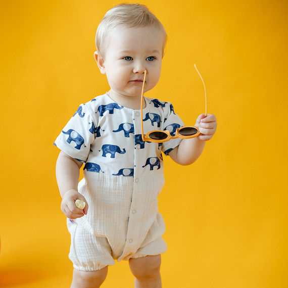 Elephant Rampers niemowlęcy muślinowy Eevi - ecru