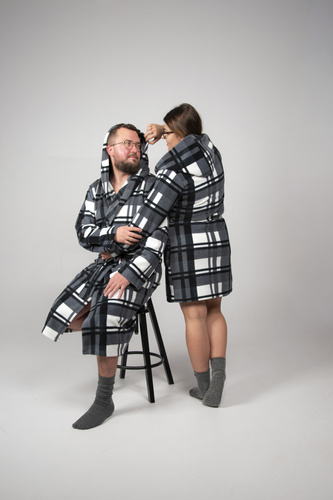 034 Kocyk Szlafrok Męski z Kapturem De Lafense – Ciepły, Miękki, Komfort Premium | Idealny do Domu i SPA