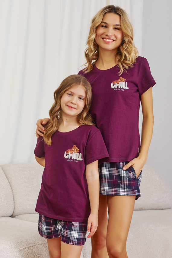 7202 "Chill" Piżama dziecięca Unisex Doctor Nap - burgundy