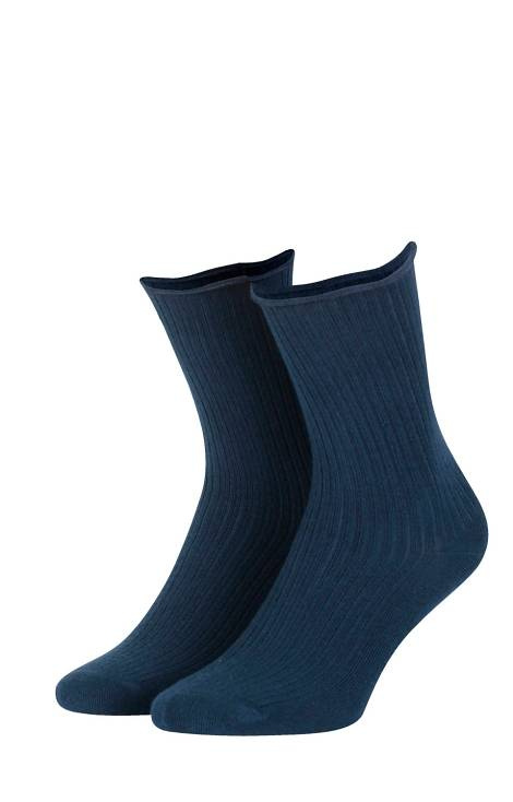 W84.08P Skarpety damskie prążek bezuciskowe Wola navy