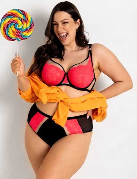 19232 Biustonosz Funny Plunge Mediolano czarny-fluo – głęboki dekolt, zmysłowy, elegancki